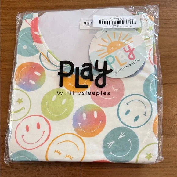 Little Sleepies Multicolor Emojis Smiley Face Flutter Dress NIB size 10 - Picture 2 of 6